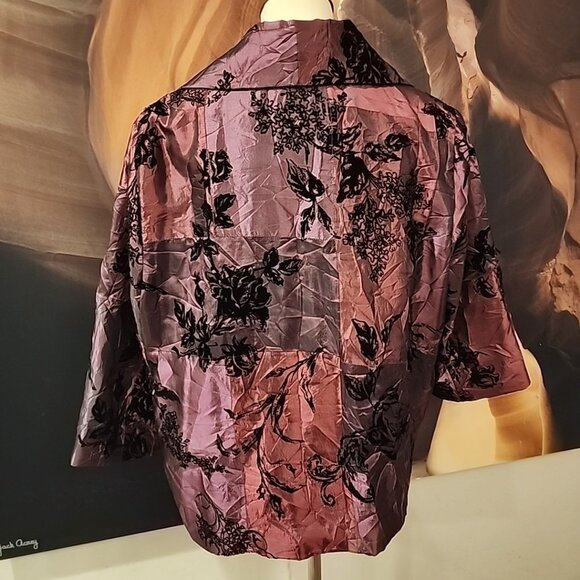 Susan Graver Womens size XL Crinkle Iridescent Patchwork Jacket A93378 Purple - Picture 4 of 8